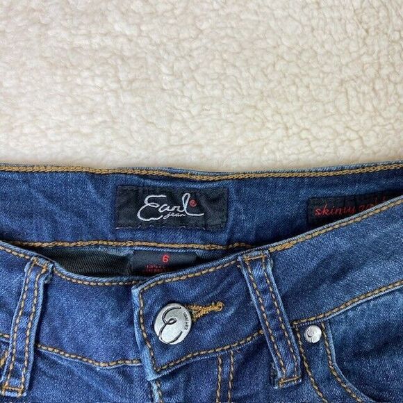 Earl Jeans Womens Sz 6 Skinny Ankle Stretch Mid Rise Dark Wash Blue Denim - Picture 12 of 13